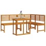 Conjunto de Bancos de Jardín 3 pcs Marrón