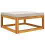 Solid acacia wood garden footstool with light gray cushion by vidaXL, Modular outdoor sofas - Ref: Foro24-360014, Price: 82,3...
