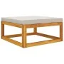 Solid acacia wood garden footstool with light gray cushion by vidaXL, Modular outdoor sofas - Ref: Foro24-360014, Price: 81,0...
