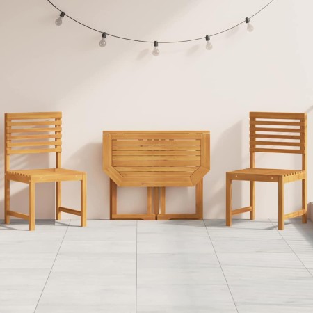 Juego Bistro de Jardín 3 pcs Marrón madera maciza de acacia