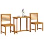 Juego Bistro de Jardín 3 pcs Marrón madera maciza de acacia