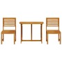Juego Bistro de Jardín 3 pcs Marrón madera maciza de acacia