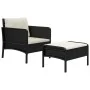 Set mit 2 Gartenmöbeln und Kissen Kunstrattan schwarz von vidaXL, Gartensets - Ref: Foro24-319678, Preis: 116,54 €, Rabatt: %