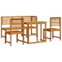 Juego Bistro de Jardín 5 pcs Marrón madera maciza de acacia