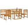 Juego Bistro de Jardín 6 pcs Marrón madera maciza de acacia