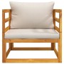 Gartensessel aus massivem Akazienholz mit hellgrauen Kissen von vidaXL, Modulare Sofas für den Außenbereich - Ref: Foro24-360...
