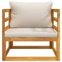 Gartensessel aus massivem Akazienholz mit hellgrauen Kissen von vidaXL, Modulare Sofas für den Außenbereich - Ref: Foro24-360...
