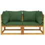 Modular corner sofas 2 units acacia wood with green cushions by vidaXL, Modular outdoor sofas - Ref: Foro24-360016, Price: 24...