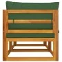 Modular corner sofas 2 units acacia wood with green cushions by vidaXL, Modular outdoor sofas - Ref: Foro24-360016, Price: 24...