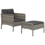 Garden furniture set 2 pieces with gray synthetic rattan cushions by vidaXL, Garden sets - Ref: Foro24-319679, Price: 126,32 ...