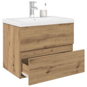 Mueble para lavabo con lavabo integrado y grifo roble artesanal