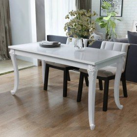 Mesa de comedor blanco brillante 116x66x76 cm
