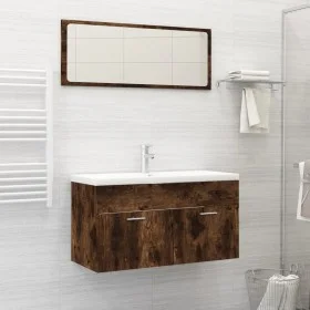 2-teiliges Badezimmermöbel-Set aus geräuchertem Eichensperrholz von vidaXL, Badezimmermöbel - Ref: Foro24-826623, Preis: 59,5...