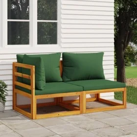 2-piece garden sofas with solid acacia wood cushions by vidaXL, Modular outdoor sofas - Ref: Foro24-360018, Price: 237,08 €, ...