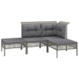 4-teiliges Gartenmöbel-Set und graue synthetische Rattankissen von vidaXL, Gartensets - Ref: Foro24-319662, Preis: 252,15 €, ...