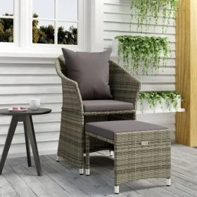 Gartenmöbel-Set 2-teilig mit grauen synthetischen Rattankissen von vidaXL, Gartensets - Ref: Foro24-319685, Preis: 133,98 €, ...