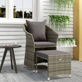 Gartenmöbel-Set 2-teilig mit grauen synthetischen Rattankissen von vidaXL, Gartensets - Ref: Foro24-319685, Preis: 127,87 €, ...