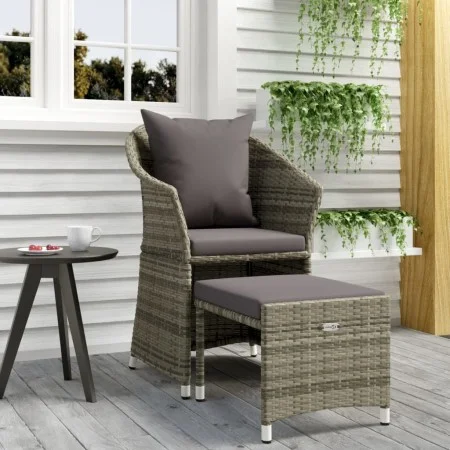 Set de muebles de jardín 2 pzas cojines ratán sintético gris de vidaXL, Conjuntos de jardín - Ref: Foro24-319685, Precio: 135...