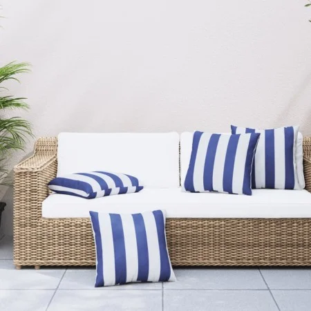 Cojines 4 unidades tela a rayas azul y blanco 60x60 cm de vidaXL, Cojines - Ref: Foro24-360418, Precio: 53,81 €, Descuento: %