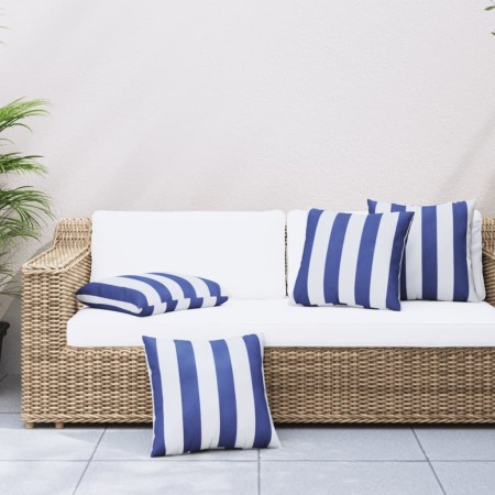 Kissen 4 Einheiten blau-weiß gestreifter Stoff 60x60 cm von vidaXL, Kissen - Ref: Foro24-360418, Preis: 55,25 €, Rabatt: %