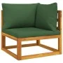 Modular corner sofa in solid acacia wood with green cushions by vidaXL, Modular outdoor sofas - Ref: Foro24-360020, Price: 11...