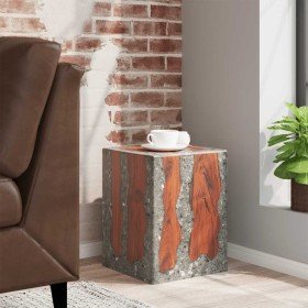 Taburete de madera maciza de teca y resina