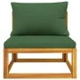 Solid acacia wood central garden sofa with green cushions by vidaXL, Modular outdoor sofas - Ref: Foro24-360021, Price: 112,5...