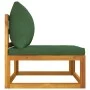Solid acacia wood central garden sofa with green cushions by vidaXL, Modular outdoor sofas - Ref: Foro24-360021, Price: 112,5...