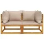 Modular corner sofas 2 units acacia wood with taupe gray cushions by vidaXL, Modular outdoor sofas - Ref: Foro24-360000, Pric...