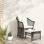 Set de muebles de jardín 2 pzas y cojines ratán sintético negro