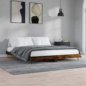 Smoked oak engineered wood bed frame 120x200cm by vidaXL, Beds and slatted bases - Ref: Foro24-832258, Price: 89,31 €, Discou...