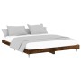 Smoked oak engineered wood bed frame 120x200cm by vidaXL, Beds and slatted bases - Ref: Foro24-832258, Price: 90,45 €, Discou...