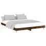 Smoked oak engineered wood bed frame 120x200cm by vidaXL, Beds and slatted bases - Ref: Foro24-832258, Price: 89,31 €, Discou...