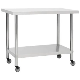 Kitchen work table with stainless steel wheels 100x45x85 cm by vidaXL, Restoration - Ref: Foro24-51638, Price: 137,11 €, Disc...