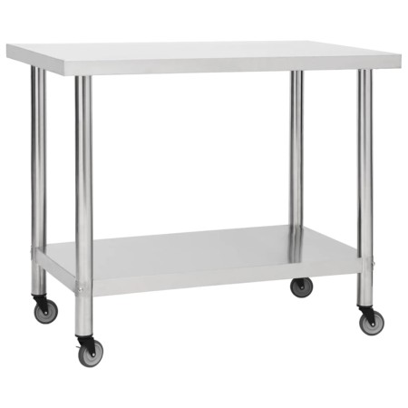 Mesa de trabajo para cocina con ruedas acero inox 100x45x85 cm de vidaXL, Restauración - Ref: Foro24-51638, Precio: 137,43 €,...