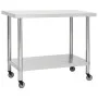 Kitchen work table with stainless steel wheels 100x45x85 cm by vidaXL, Restoration - Ref: Foro24-51638, Price: 137,11 €, Disc...