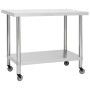 Mesa de trabajo para cocina con ruedas acero inox 100x45x85 cm de vidaXL, Restauración - Ref: Foro24-51638, Precio: 137,43 €,...