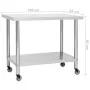 Kitchen work table with stainless steel wheels 100x45x85 cm by vidaXL, Restoration - Ref: Foro24-51638, Price: 137,11 €, Disc...