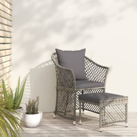 Gartenmöbel-Set 2-teilig mit grauen synthetischen Rattankissen von vidaXL, Gartensets - Ref: Foro24-319688, Preis: 126,31 €, ...