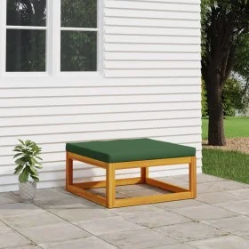 Solid acacia wood garden footstool with green cushion by vidaXL, Modular outdoor sofas - Ref: Foro24-360022, Price: 95,93 €, ...