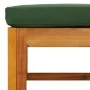 Gartenhocker aus massivem Akazienholz mit grünem Kissen von vidaXL, Modulare Sofas für den Außenbereich - Ref: Foro24-360022,...