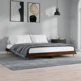 Oak brown engineered wood bed frame 120x200 cm by vidaXL, Beds and slatted bases - Ref: Foro24-832260, Price: 94,04 €, Discou...