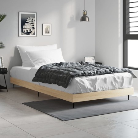 Bettgestell aus Sonoma-Eiche-Holzwerkstoff, 100 x 200 cm von vidaXL, Betten und Lattenroste - Ref: Foro24-832264, Preis: 68,4...