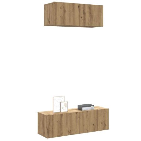 Mueble para TV de pared madera contrachapada artesanal 2 piezas en Muebles TV | Comprar online en Foro24