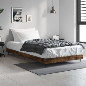 Smoke oak engineered wood bed frame 100x200 cm by vidaXL, Beds and slatted bases - Ref: Foro24-832266, Price: 76,74 €, Discou...