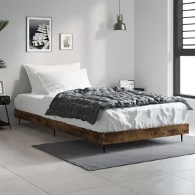 Smoke oak engineered wood bed frame 100x200 cm by vidaXL, Beds and slatted bases - Ref: Foro24-832266, Price: 75,65 €, Discou...