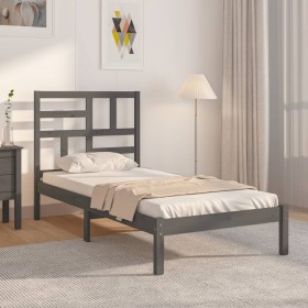 Estructura de cama de madera maciza gris 100x200 cm