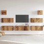 Conjunto de mueble de TV 7 piezas montado la pared madera vieja