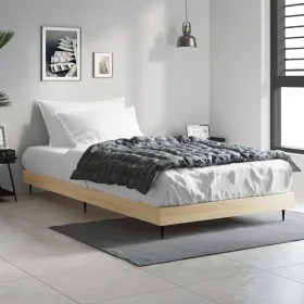 Sonoma oak engineered wood bed frame 90x200 cm by vidaXL, Beds and slatted bases - Ref: Foro24-832272, Price: 68,89 €, Discou...