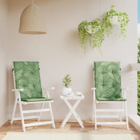 Cojines de silla de respaldo alto 2 uds tela estampado de hojas